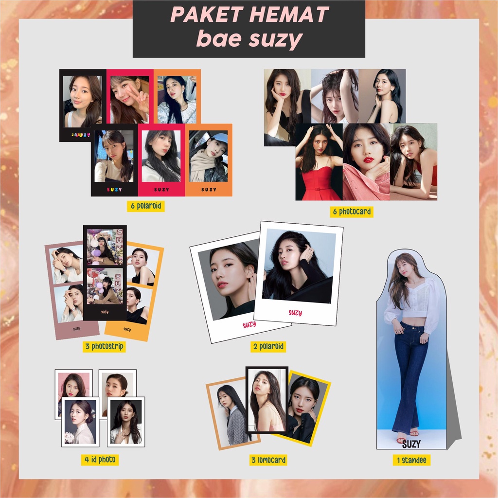 PAHE PAKET HEMAT ACTOR KOREA ( BAE SUZY ) polaroid, bunting flag, photocard pc