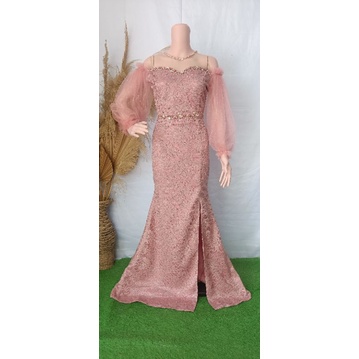 gaun nyanyi pesta duyung tile mutiara