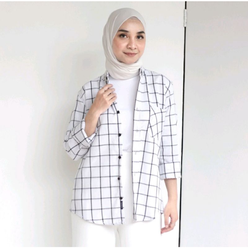 Kemeja Flannel Lengan Panjang kotak kotak size M L XL XXL XXXL slimfit