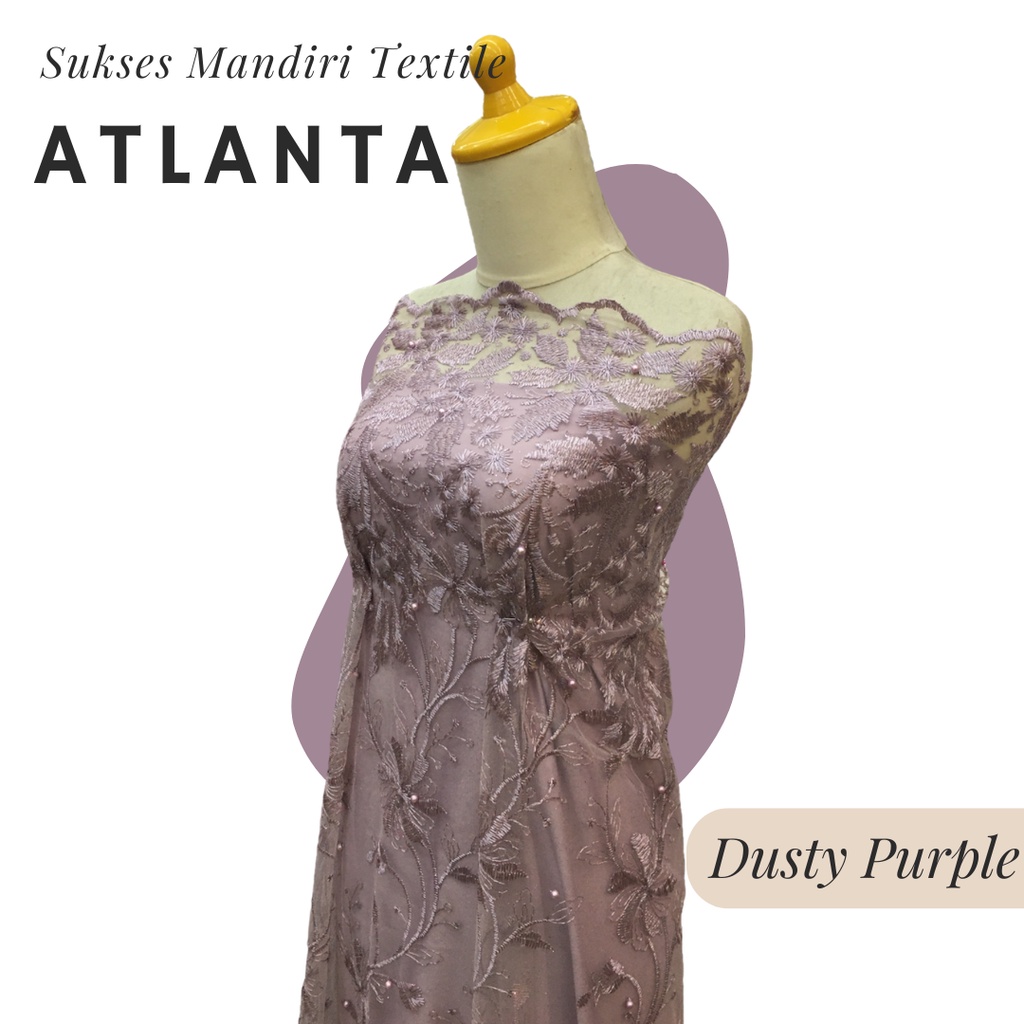 [ATLANTA] Brukat Tile Premium Mewah Tile Warna Dusty Purple Ungu | Harga ½ meter = 50 cm (Bahan Dres