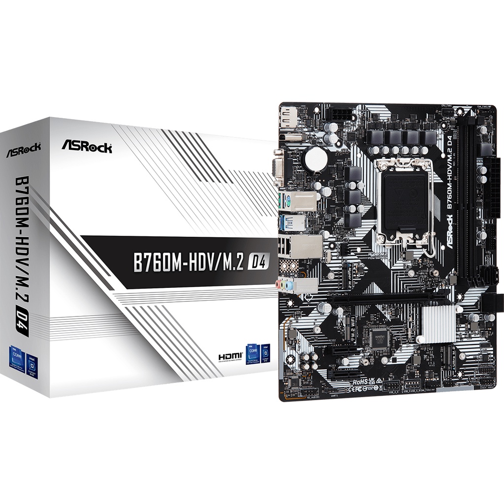 Asrock B760M-HDV/M.2 D4 Intel LGA1700 B760 DDR4 Raptor Lake Motherboard