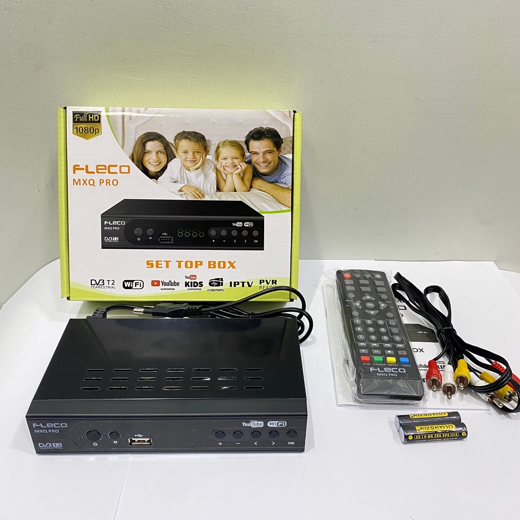 SET TOP BOX DIGITAL DVB T2 UNTUK SIARAN TV DIGITAL ADA 2 PORT USB | STB FLECO PLAT BESI ANTI PANAS SUDAH SNI GAMBAR FULL HD (BISA YOUTUBE DAN DAPAT SEMUA CHANNEL)