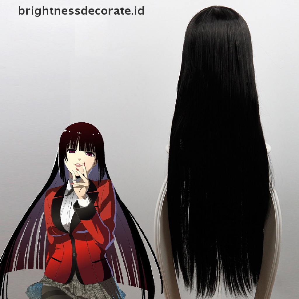 [Birth] Anime Kartun Karakter Jabami Yumeko Hitam Panjang Lurus Wig Cosplay Pesta [ID]