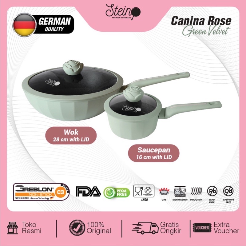 STEINCOOKWARE Canina Rose Set 2 in 1 panci set Granite ROSE Series