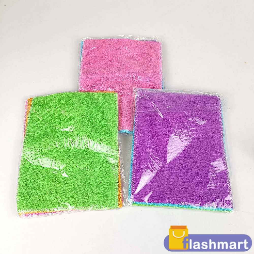 Flashmart Kain Lap Dapur Microfiber Cleaning Cloth 18x22cm 3 PCS - J146