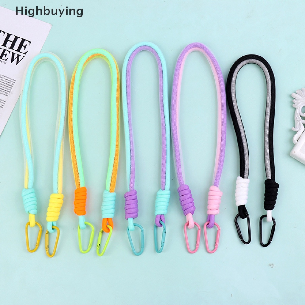 Hbid Two-tone Gesper Fluorescent Mesh Lanyard Bag Gantungan Kunci Dikepang Tali Tas Tali Glory