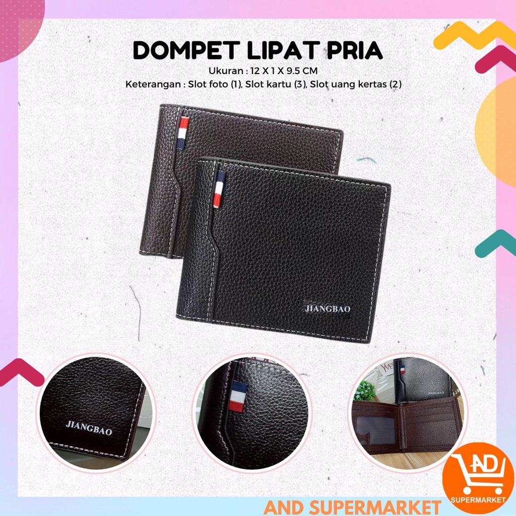 AND / COD / Dompet Lipat Pria Import Dompet Cowok Kulit PU Dompet Lipat Fashion Laki - Laki Kekinian Murah D96