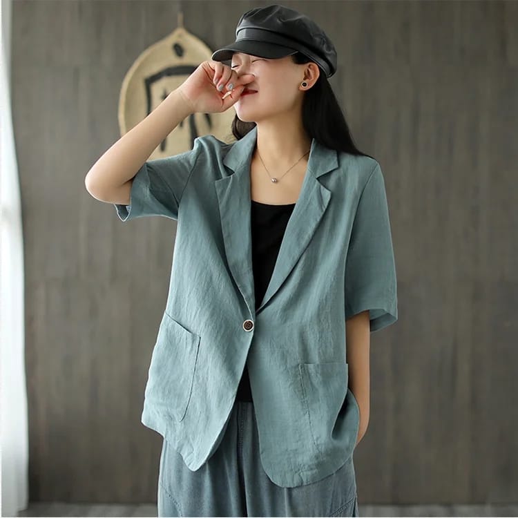 BLAZER WANITA KOREAN STYLE - NARNIA BLAZER - BLAZER LINEN WANITA