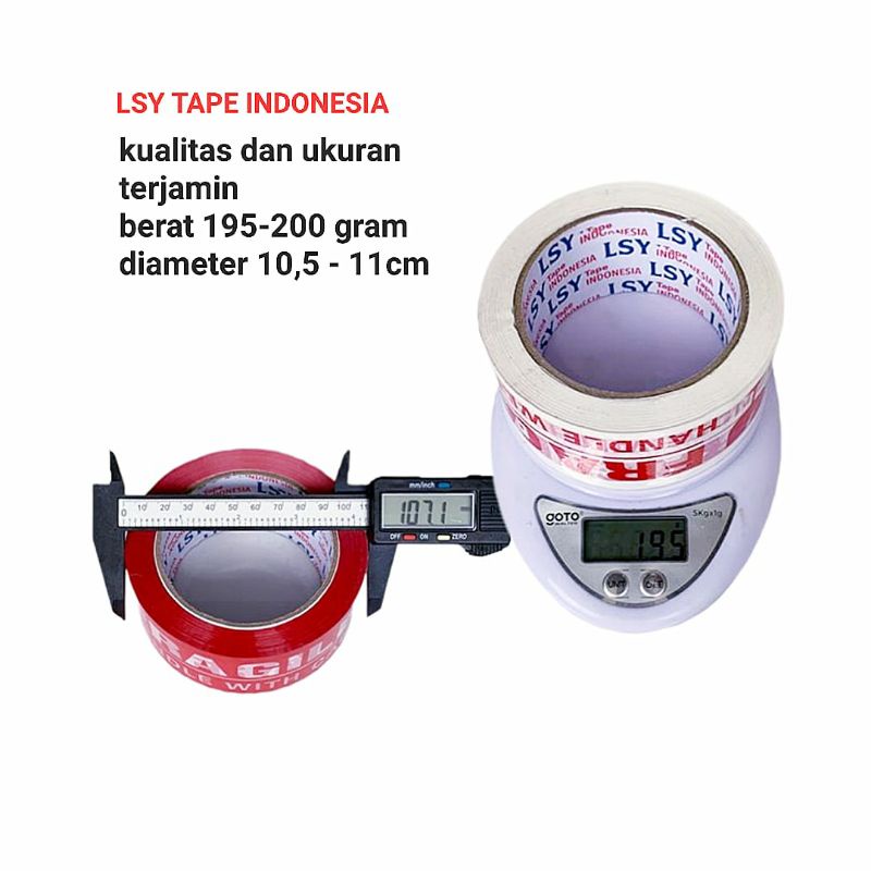 

YEN lakban fragile full merah & putih 100yard 1 dus isi 48 roll LSY TAPE INDONESIA ( CBM )