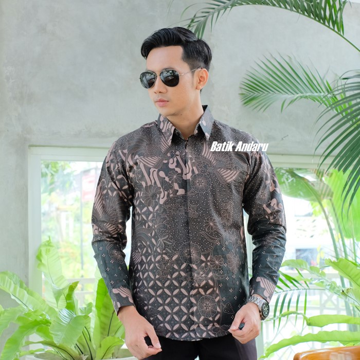 Baju Batik Pria Slimfit Lengan Panjang Heem Premium Warna Mint Green Hijau Pastel