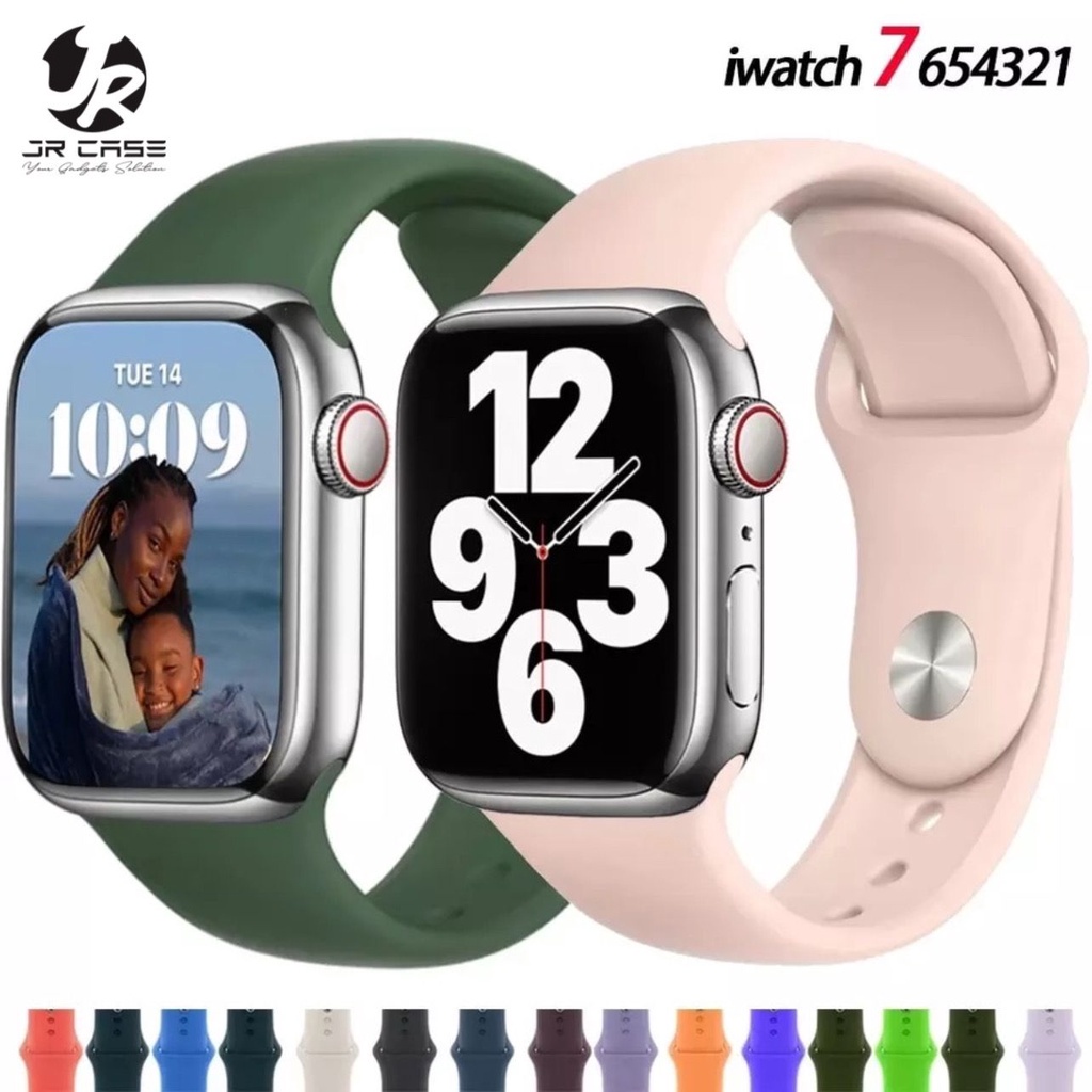 ✅TERMURAH-Strap Apple Watch 45 41 38 42 44 40 MM iWatch Sport Silicone Belt Bracelet Series 7 6 SE 5 4 3 2 1 Band