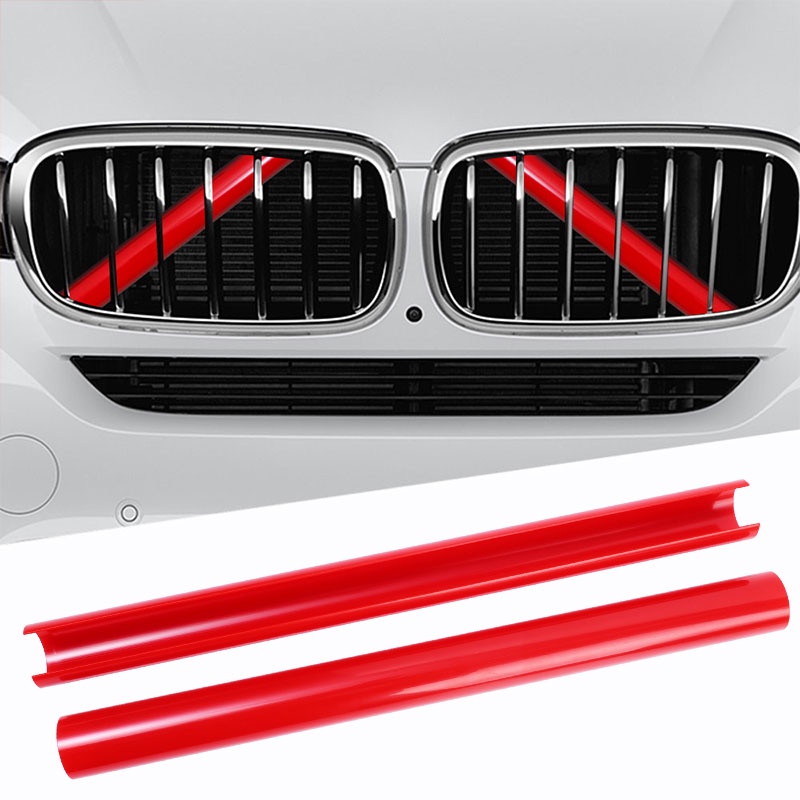 2pcs Auto Dekorasi Frame Strip Tahan Aus Front Grille Cover Trim Strips Sport Style Dekorasi Grille Trim Strips Untuk BMW F20 F21 F22 F23 F30 F31 F32 F33 F44 F45 Series