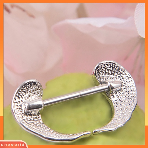 [oneworld] 1pc Wanita Berbentuk Sayap Stainless Steel Nipple Perisai Cincin Piercing Bar Perhiasan