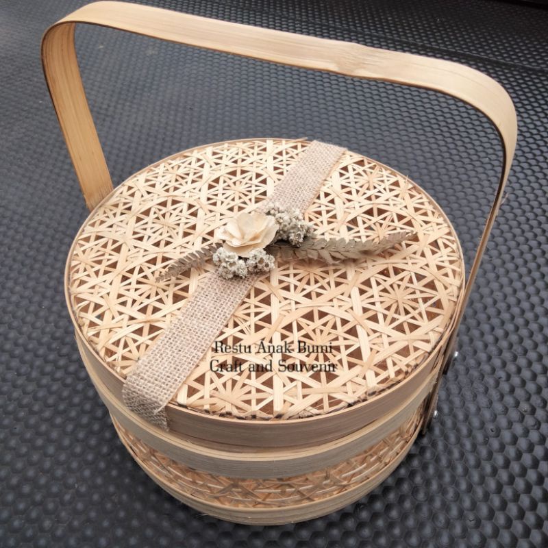 rantang truntum bulat diameter 25cm, rantang bambu, keranjang bambu, wadah kue, tempat nasi, hantara