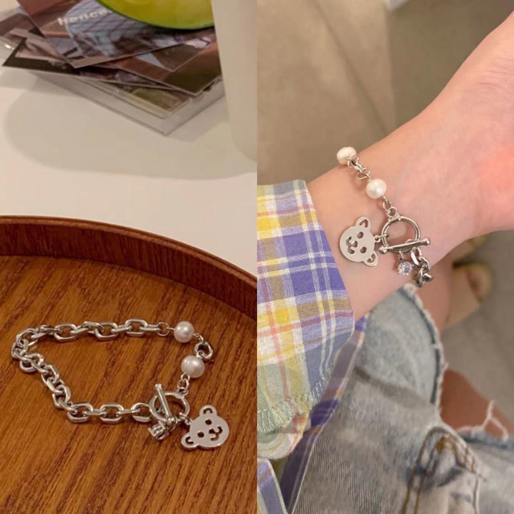 Lucu Kartun Hewan Gelang Beruang Laurel Anjing Rantai Liontin Gelang Adjustable Untuk Aksesoris Permata Perempuan