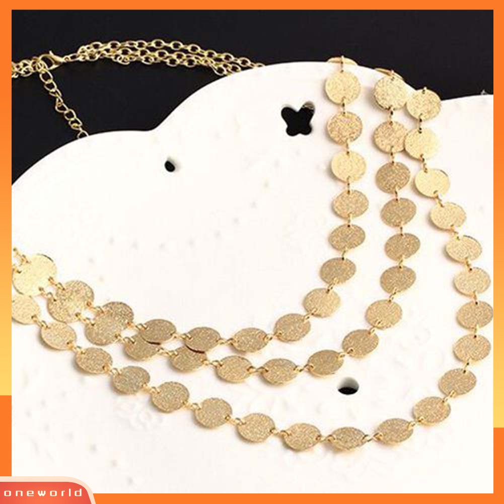 {oneworld} Fashion Wanita Payet Liontin Multilayer Rantai Panjang Kalung Perhiasan Hadiah
