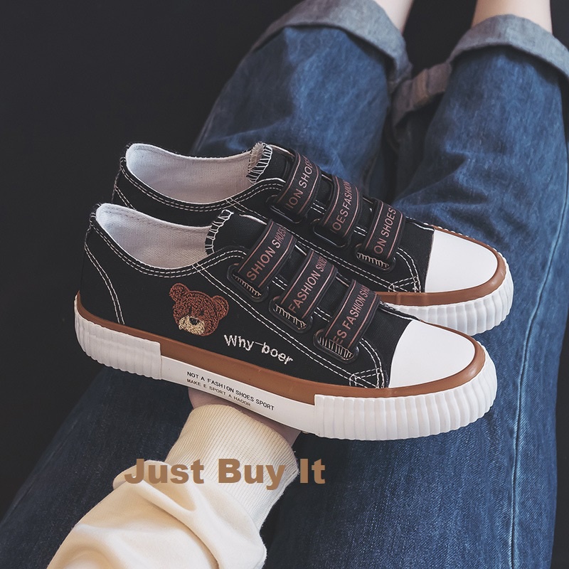 JBI-0260 Sepatu Canvas Wanita Bear Fashion Tali Karet Import Quality Premium Shoes Sneaker Casual Kanvas Impor Original