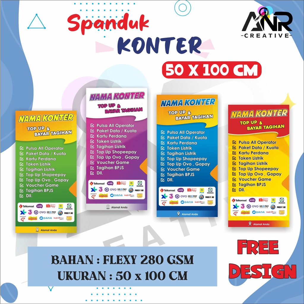 Spanduk Banner Konter / Banner Konter / Aksesoris Konter / Banner Murah / Banner Ukuran 50 x 100/ BISA COD