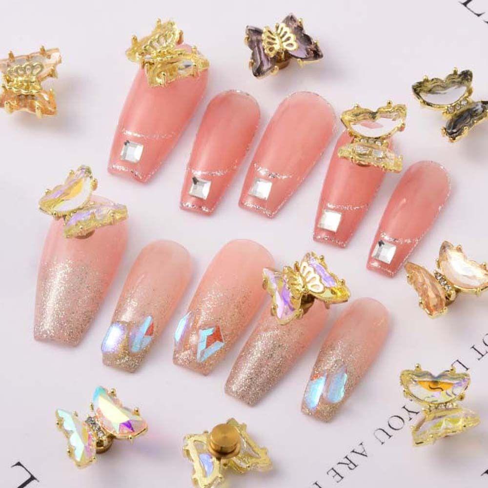Mxbeauty Kupu-Kupu Nail Art Rhinestones Wanita Manicure Aksesoris Hiasan Kuku Perhiasan Kuku