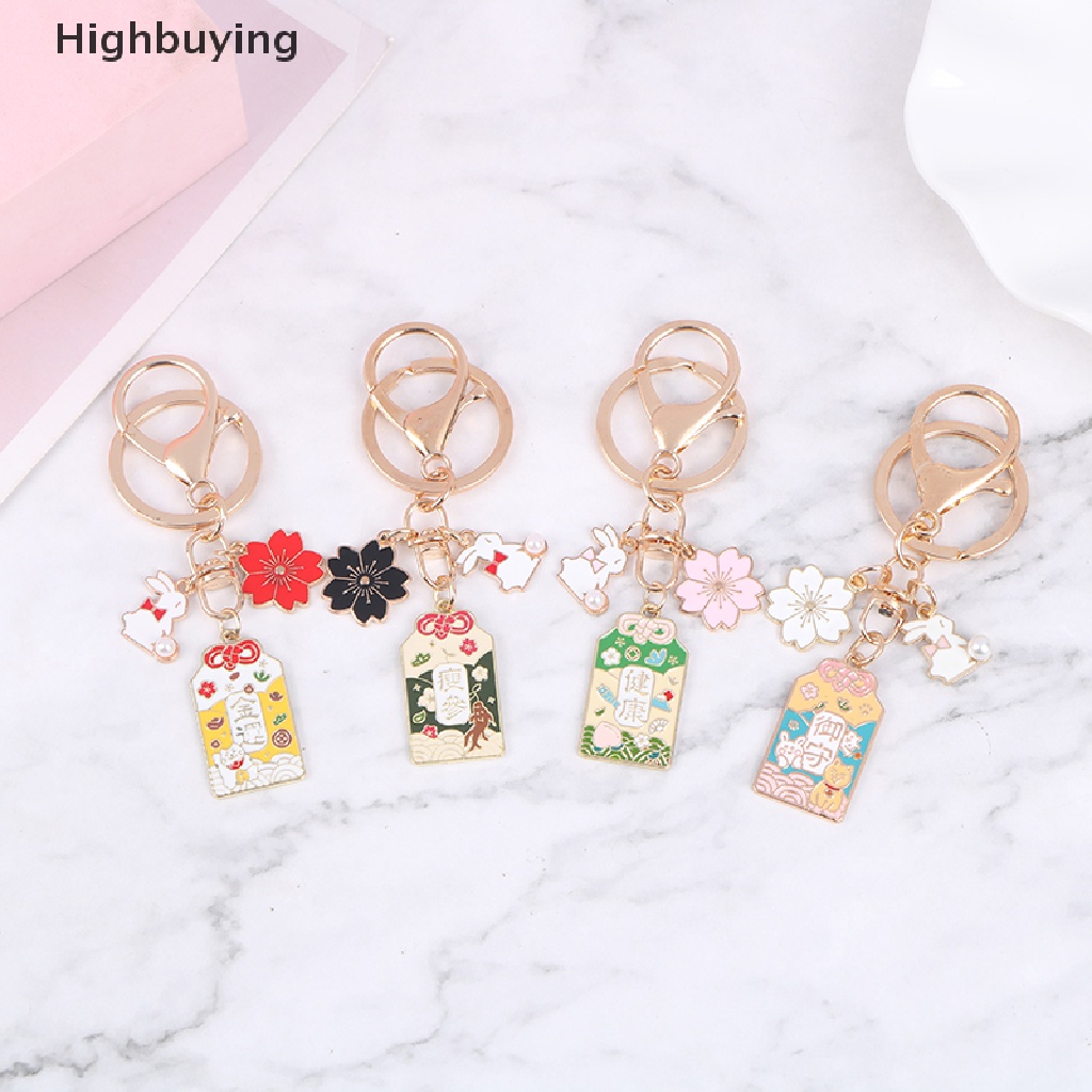 Hbid Gantungan Kunci Jepang Anime Rabbit Untuk Wanita Cherry Blossom Key-Ring Car Bag Pendent Glory