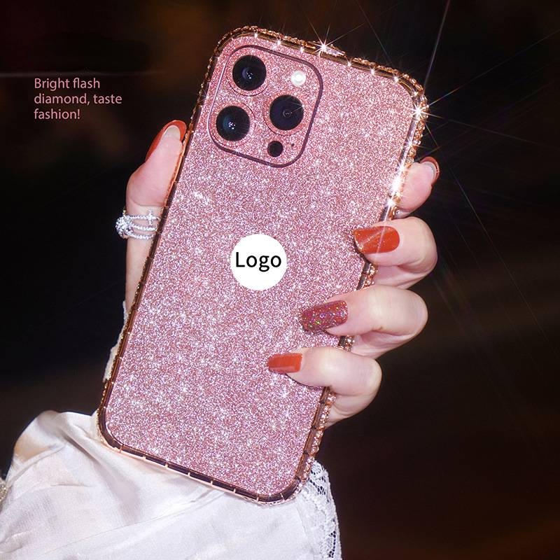 IPHONE Bling Berlian Casing Bumper Ponsel Untuk Iphone14 13 12 11 Pro Max Plus Case Glitter Berlian Imitasi Bingkai Logam Untuk Iphone14Plus Iphone12Mini