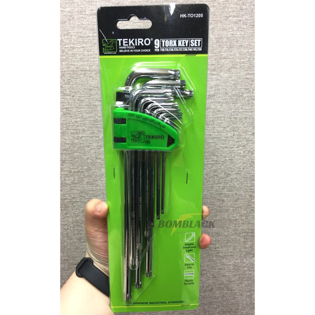 Kunci L Bintang Set 9pcs TEKIRO T10 - T50 Tanpa Lubang 9 Torx Key Set HIGH QUALITY
