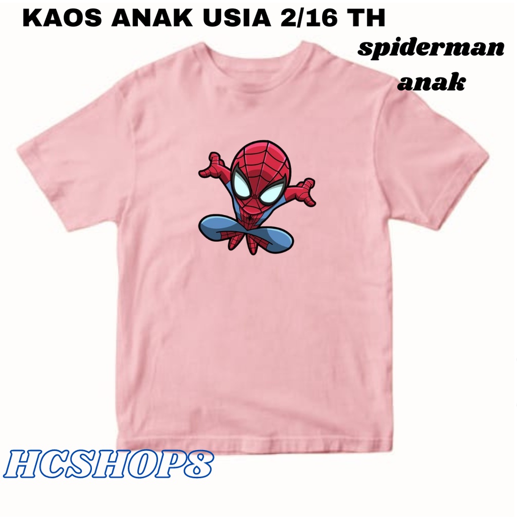 Kaos Anak Laki Laki Baju Anak Perempuan Logo Spiderman Warna Usia 2-16 Tahun Unisex