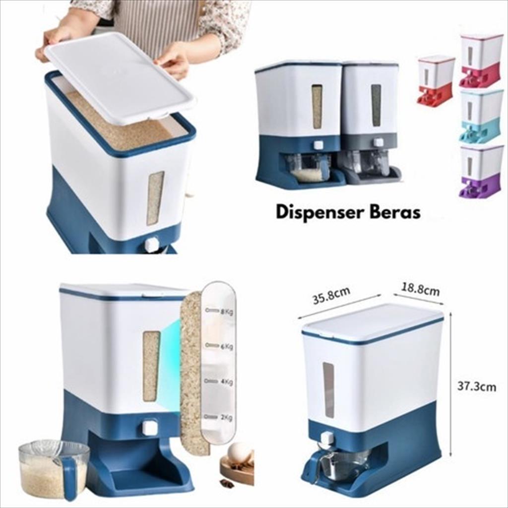 OTS 969 - Dispenser Beras Otomatis Rice Storage Box 12 Kg Tempat Penyimpanan Beras Dengan Wadah Pengering Beras Kualitas Bagus