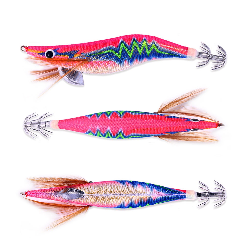 Hengjia 1Pcs Umpan Udang 3.5# Kait Squid Jig 14cm/20g Pemikat Pancing