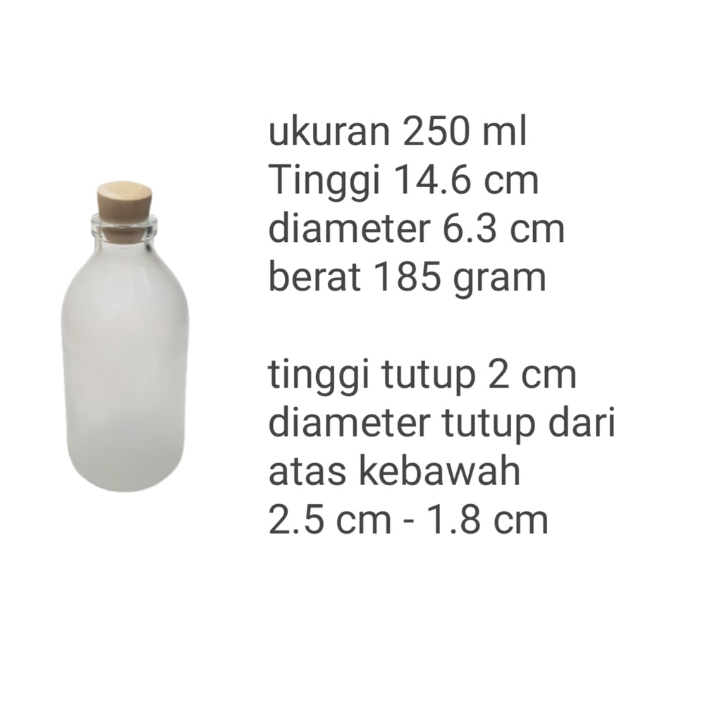 BOTOL ASI KACA 500 ML+ TUTUP KAYU / Botol Souvemir / Vas / Botol dekorasi / BOTOL KACA 500ML TUITUP KAYU