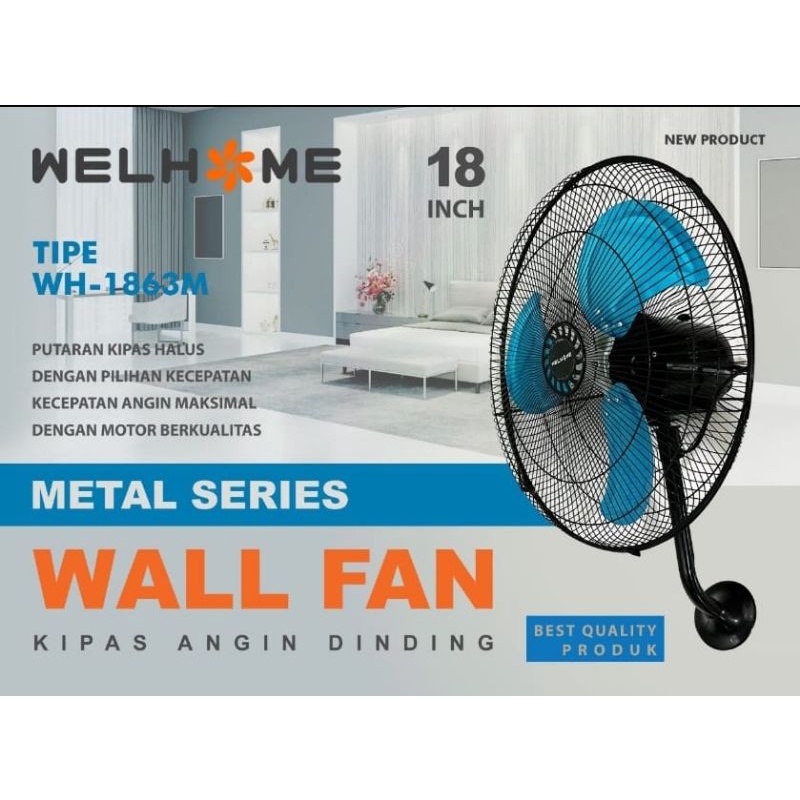 Wallfan Welhome Besi 18inch WH-1863M / Kipas Dinding Besi Welhome WH-1865M REMOT WALLFAN BESI WELHOME WH 1865 M WH 1863 M