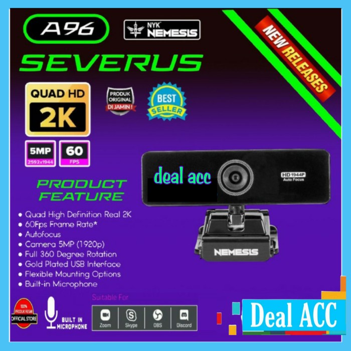 Webcam Nyk Nemesis A96 / A96 Severus Quad Hd Webcam With 60Fps 2K 5Mp - A96