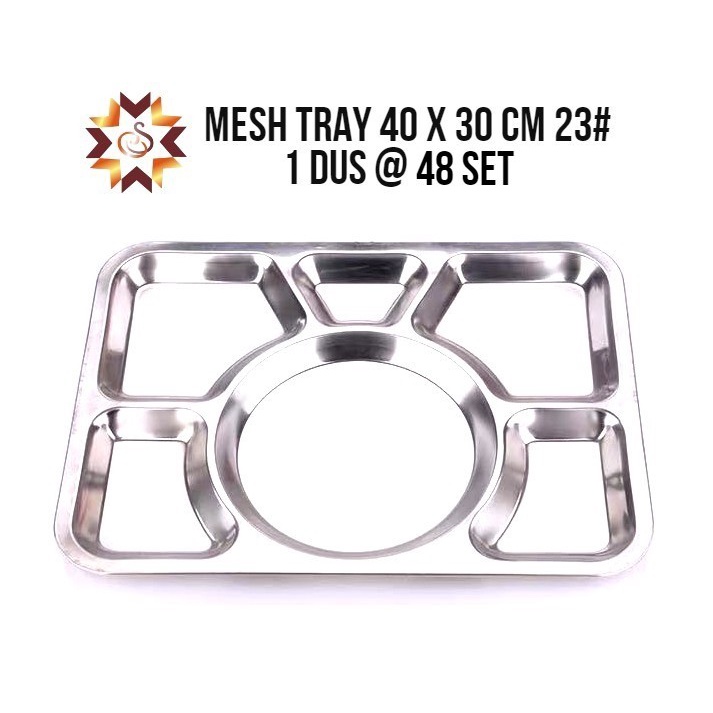 Mesh Tray 40 X 30 CM 23 Food Tray Piring Nampan Tempat Makanan Stainless Steel Sekat Tebal