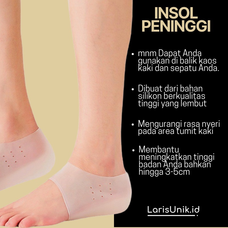 Insole Peninggi Badan Pria Wanita Insole Sepatu Wanita Pria Peninggi Sepatu Silikon Lembut Nyaman Original