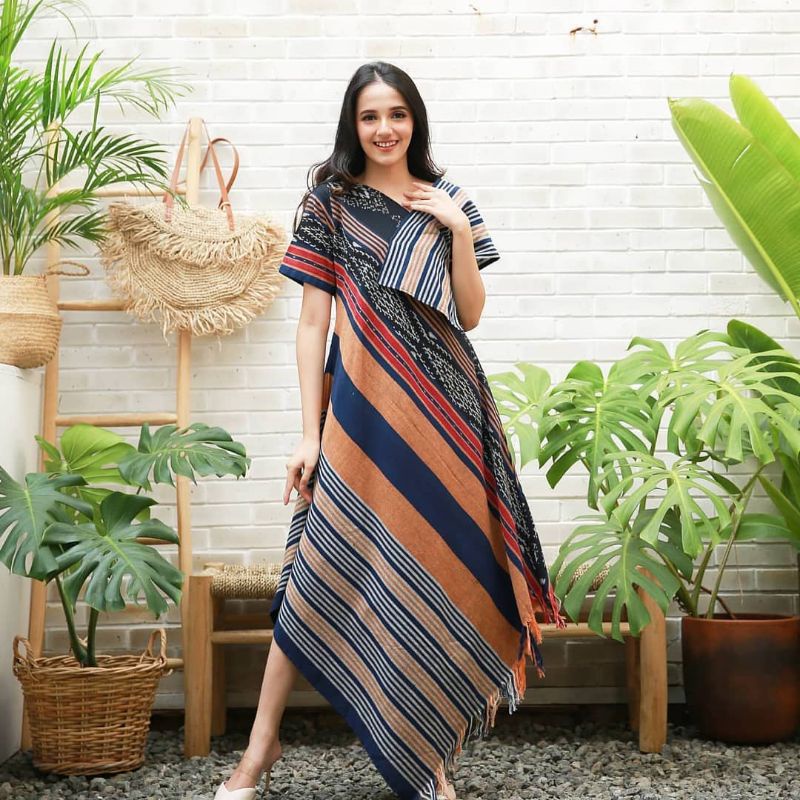 dress tenun modern - dress tenun etnic - dress tenun casual
