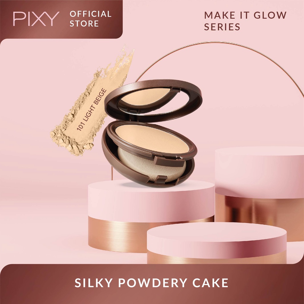 PIXY MAKE IT GLOW SILKY POWDERY CAKE 10GR - BEDAK TWC PIXY ORIGINAL