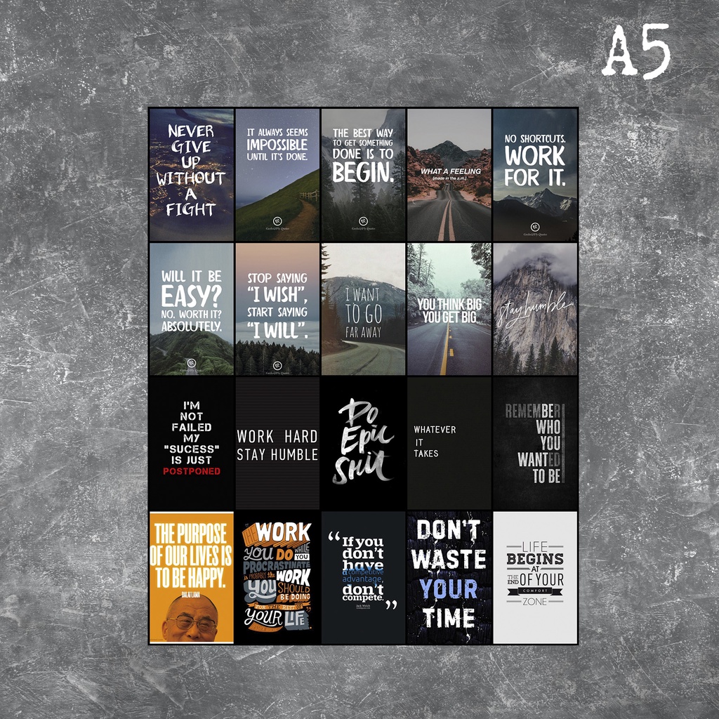 [20 PCS] UKURAN A5 POSTER DINDING QUOTES | POSTER DINDING MOTIVASI | POSTER DINDING KATA KATA | POST