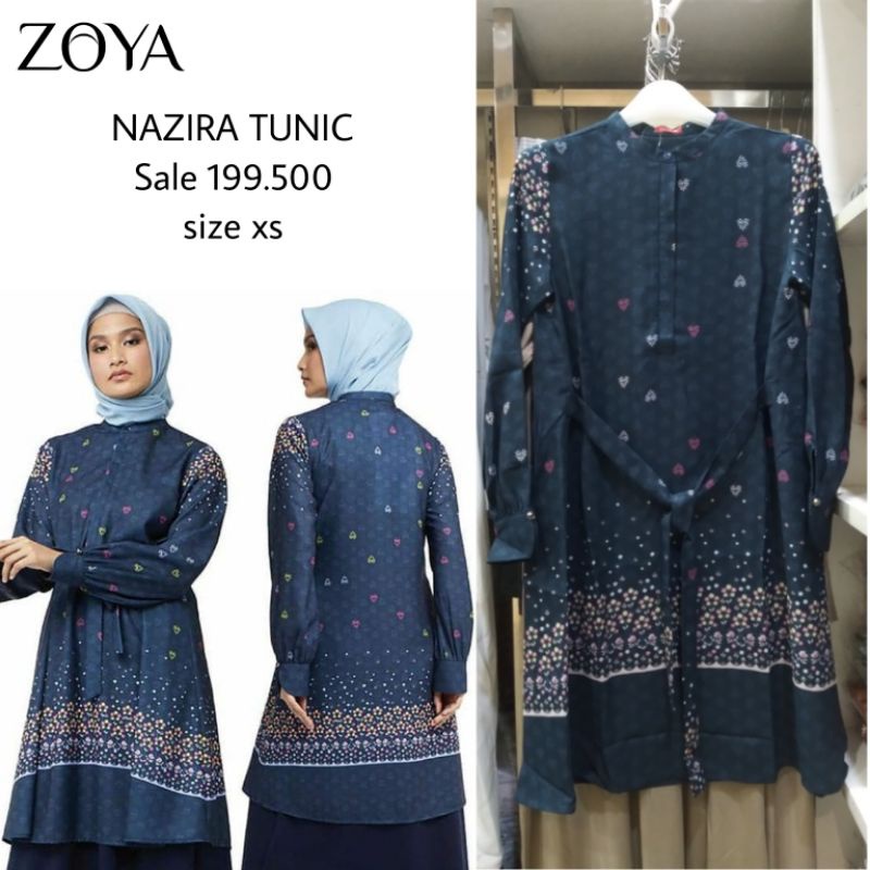 NAZIRA Tunik Zoya/ Atasan Zoya Navy Motif