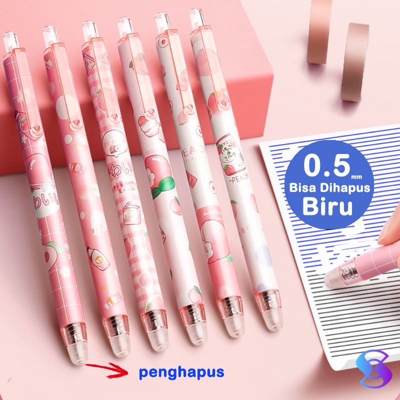 

0.5 mm gelpen Biru Pulpen Hapus Erasable Pen Bolpen Hapus Motif Karakter Pen Hapus