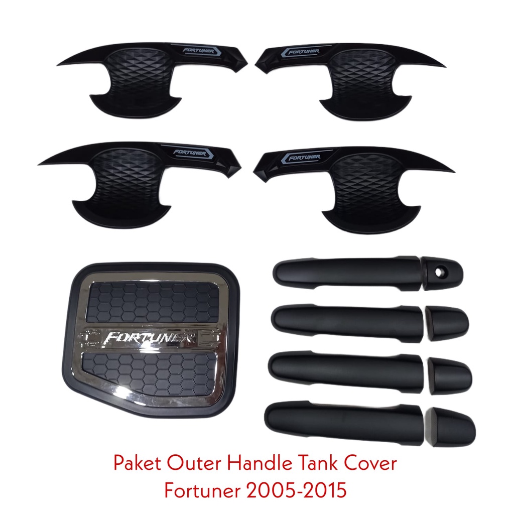 Paket Outer Handle Tank Cover Fortuner 2005 - 2015 Hitam Doff