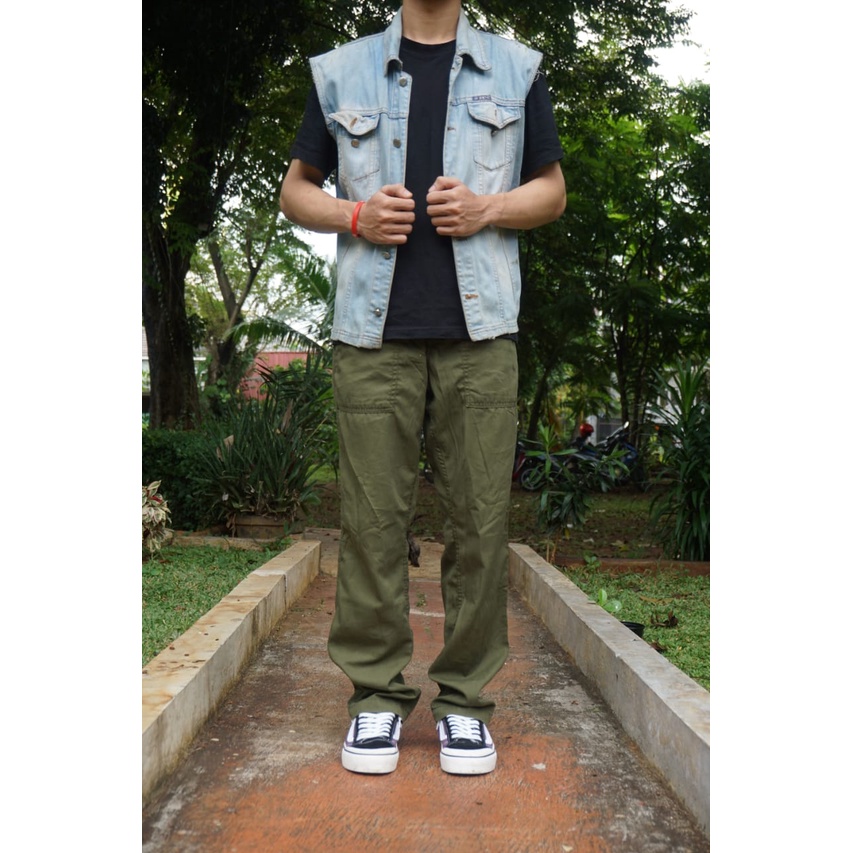 Fatigue pants beams hijau army / celana second