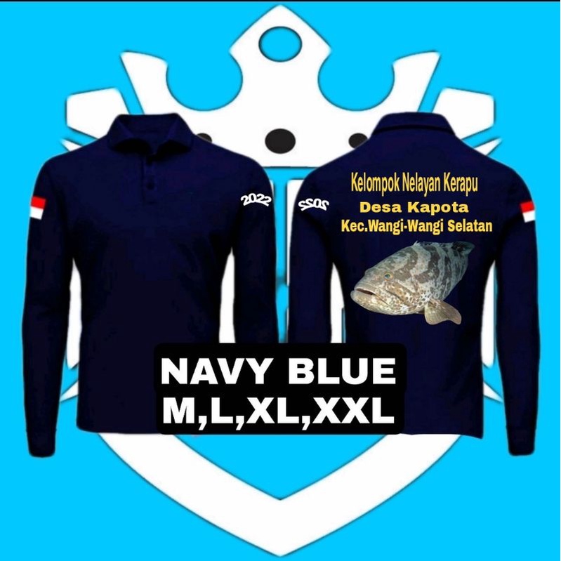 KAOS POLO SHIRT TANGAN PANJANG LOGO IKAN KERAPU