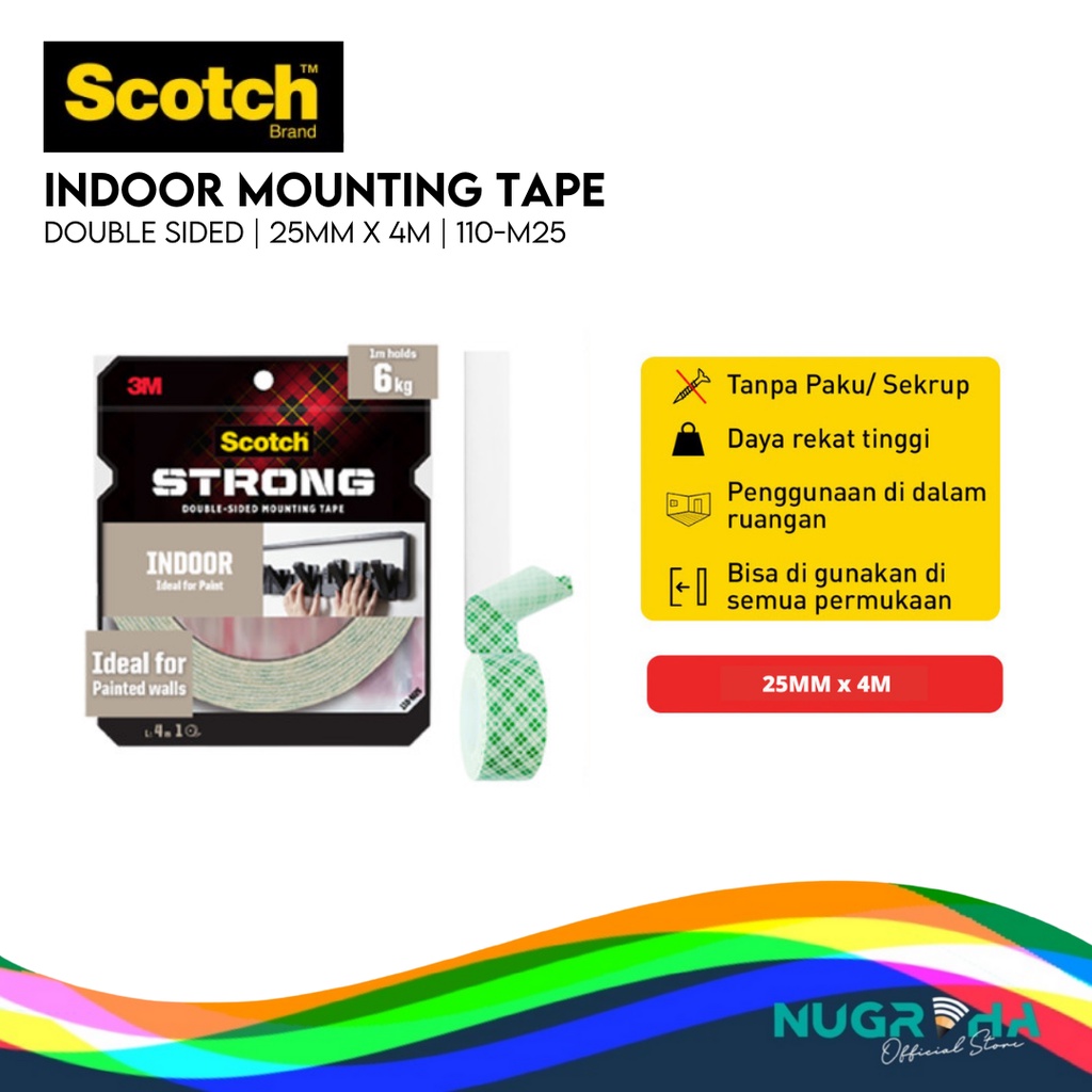 

3M SCOTCH STRONG Perekat Isolasi Indoor Mounting Tape 25mmX 4m 110-M25