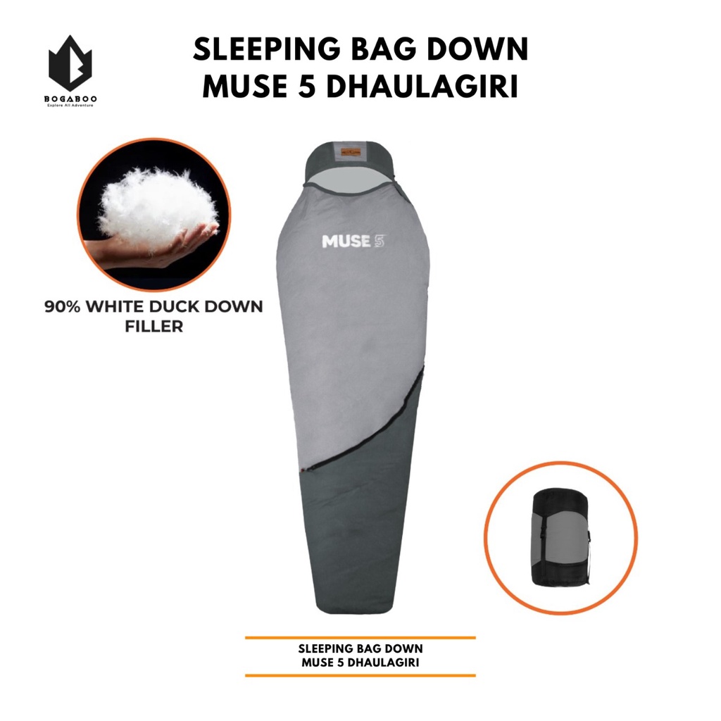 Sleeping Bag Dhaulagiri Down Muse 5 -Sleeping Bag Bulu Bebek Putih Hangat -  Kantung Tidur Kompres Sistem