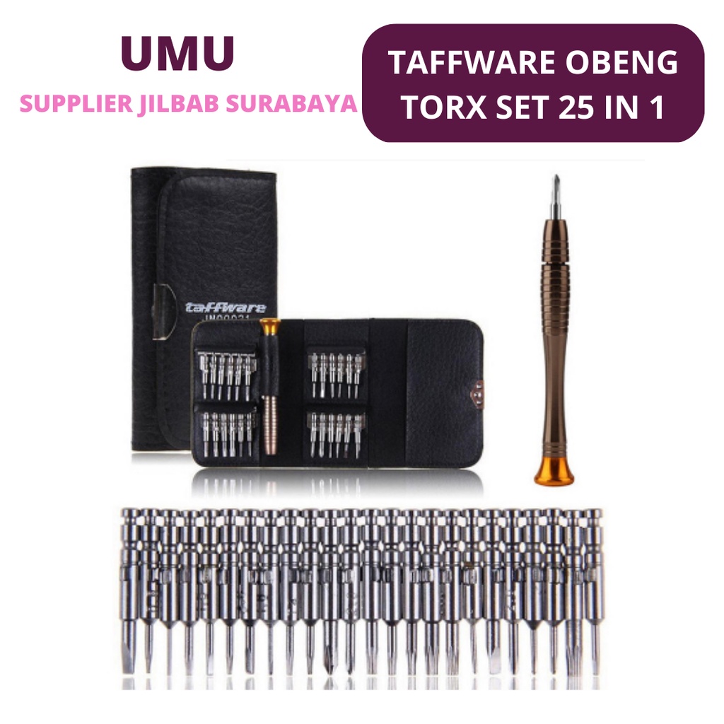 (UMU SUPPLIER) TAFFWARE OBENG SET REPARASI TORX SET 25 IN 1 IPHONE ANDROID GADGET HP