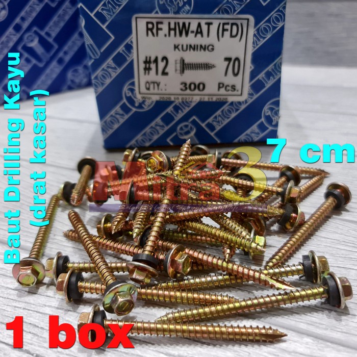 /////] Skrup Roofing Kayu 7cm #12 x 70 (drat kasar) Baut Drilling Atap 1 BOX
