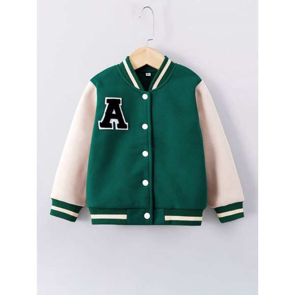 JAKET VARSITY PRIA BASEBALL INISIAL A,SIZE S-XXXXXXL, WARNA HIJAU ,BIRU,MERAH,HITAM,REQ WARNA