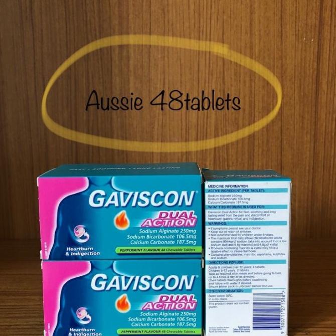 Gaviscon Dual Action obat maag kunyah 48 tablet