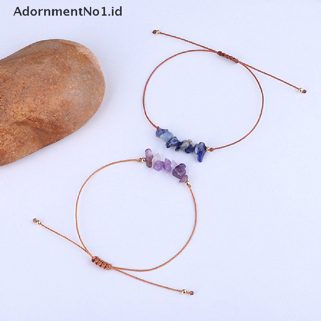 [AdornmentNo1] Gelang Batu Kristal Alami Tidak Teratur Dapat Disesuaikan Amethysts Chips Beads Bracelets Perhiasan Untuk Wanita Pria [ID]