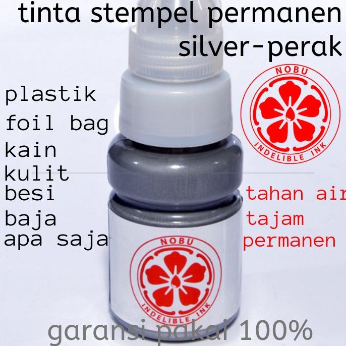 

Tinta Stempel Permanen Warna Silver Perak - Plastik Besi Logam Shield